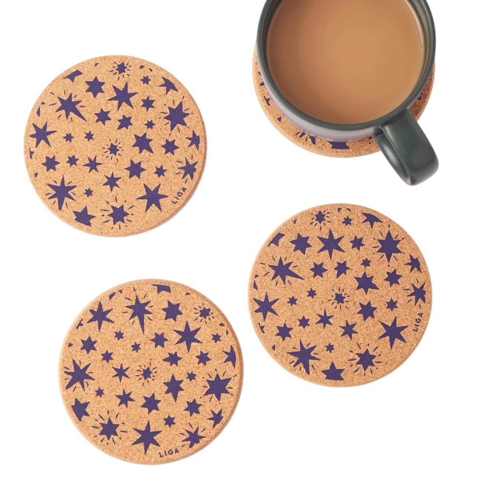 Liga Stars Navy Cork Coasters Set of 4